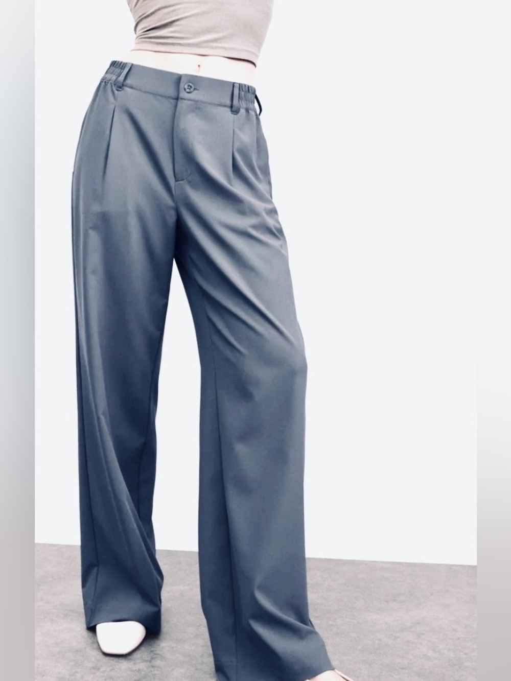Beyond Yoga Status Wide Leg Trouser 31" Gray Womens L NWT Business casual Travel